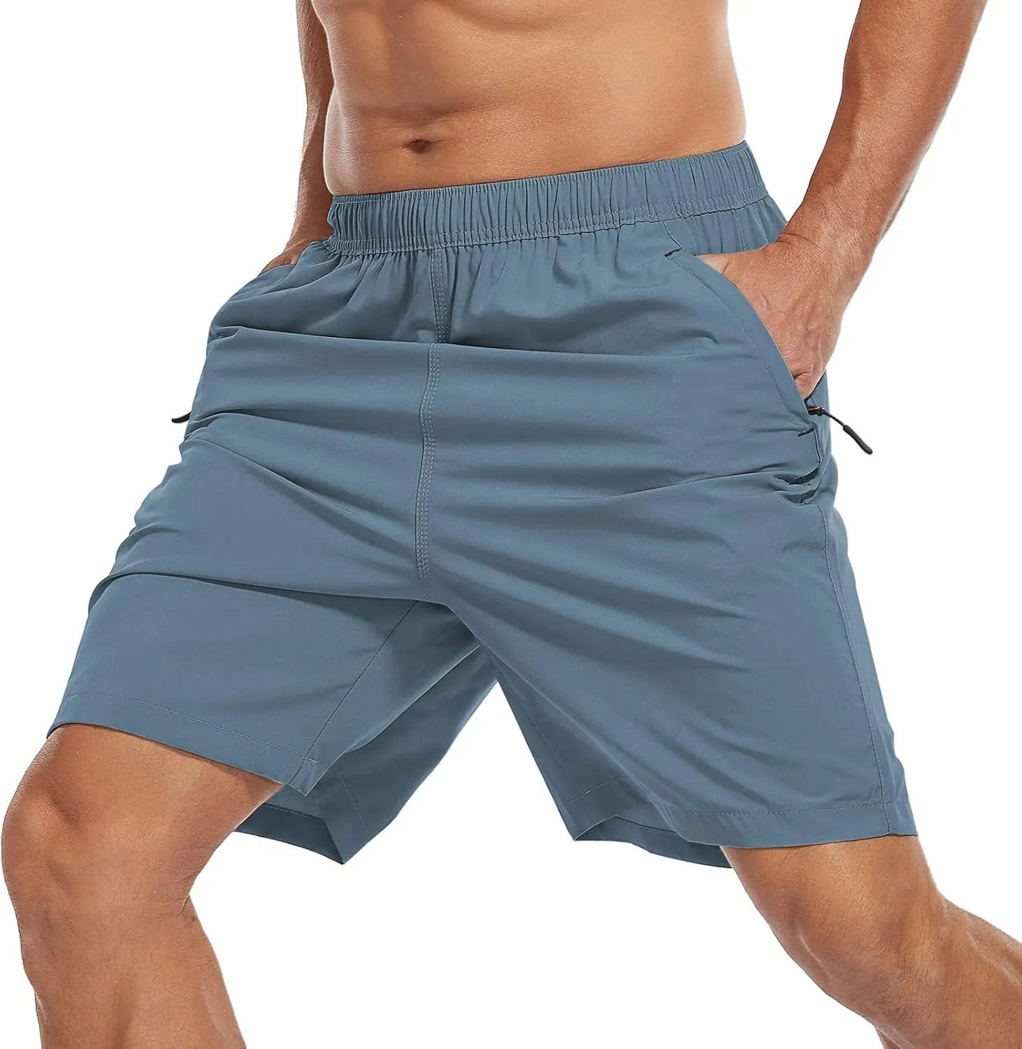 SPOSULEI Men's Athletic Hiking Shorts Water Resistant Quick-Dry Lightweight Outdoor Sweat Shorts with Zipper Pockets