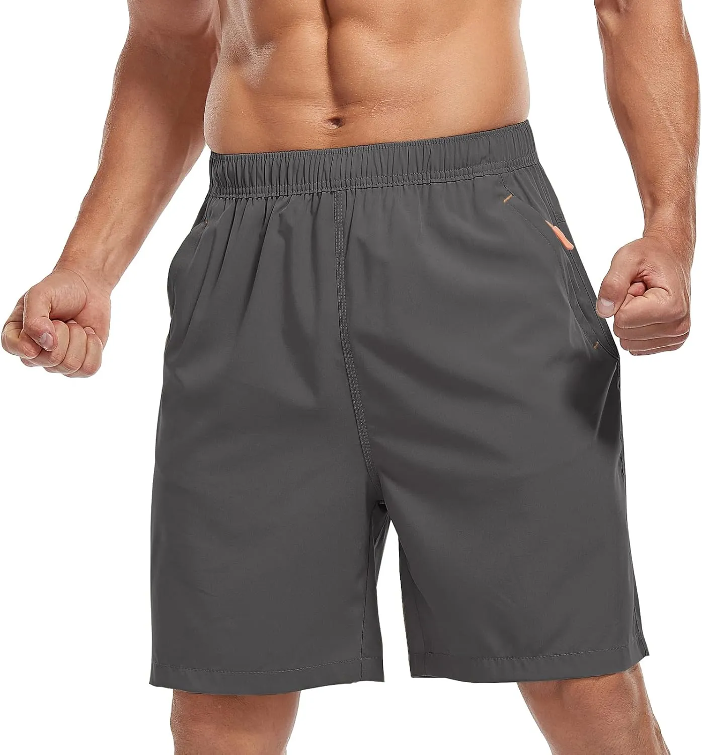 SPOSULEI Men's Athletic Hiking Shorts Water Resistant Quick-Dry Lightweight Outdoor Sweat Shorts with Zipper Pockets