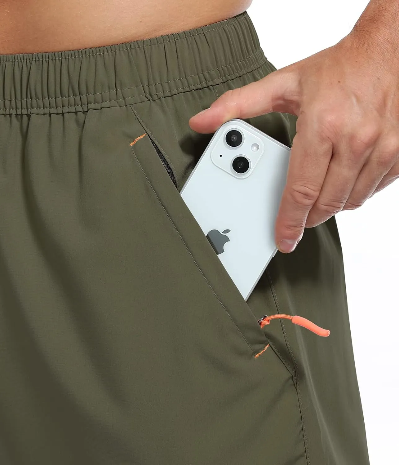 SPOSULEI Men's Athletic Hiking Shorts Water Resistant Quick-Dry Lightweight Outdoor Sweat Shorts with Zipper Pockets