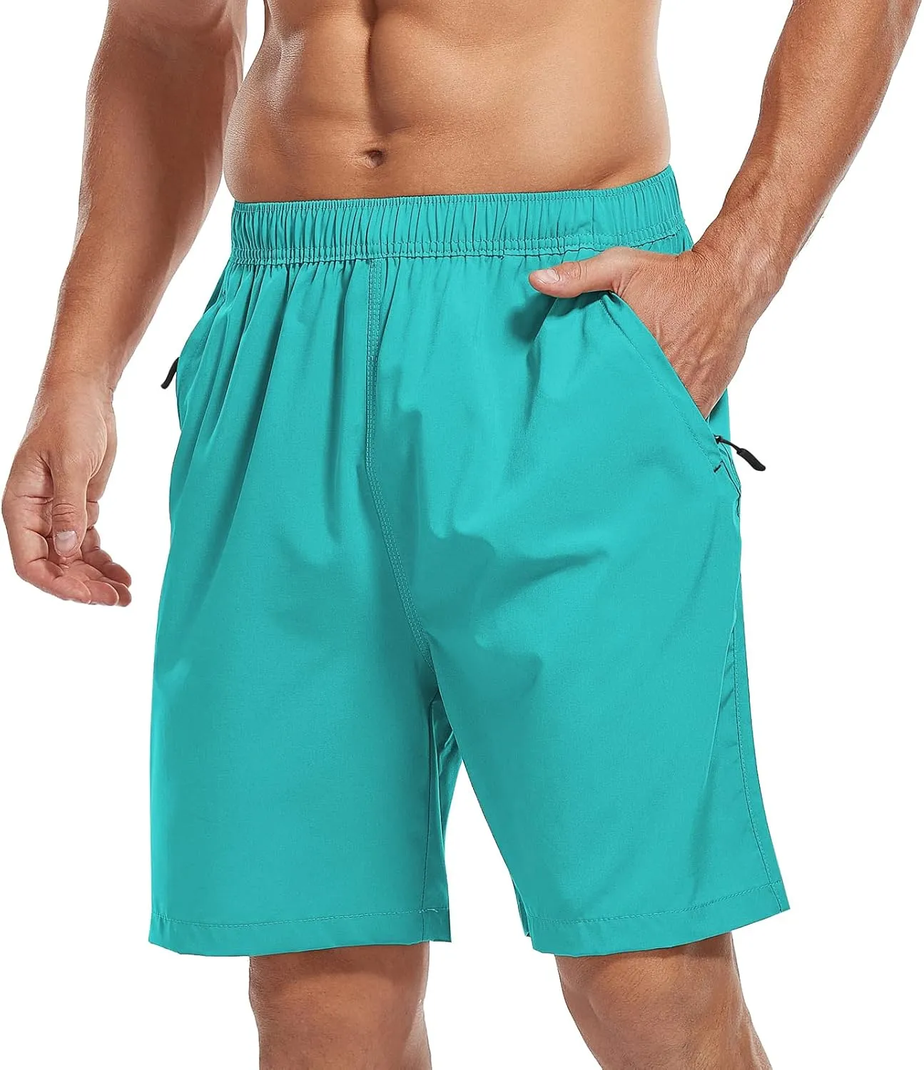 SPOSULEI Men's Athletic Hiking Shorts Water Resistant Quick-Dry Lightweight Outdoor Sweat Shorts with Zipper Pockets