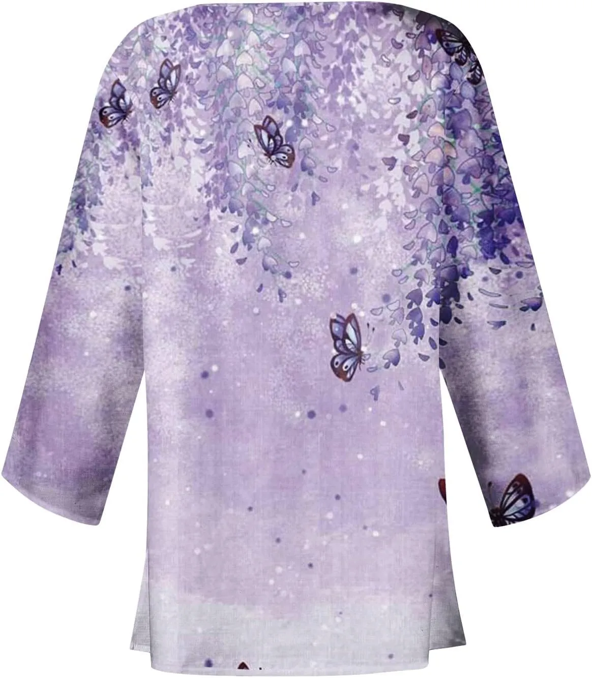 Spring Cardigans for Women 2025 Floral Printed Casual Loose Cardigans 3/4 Sleeve Hide Belly Open Front Cardigan
