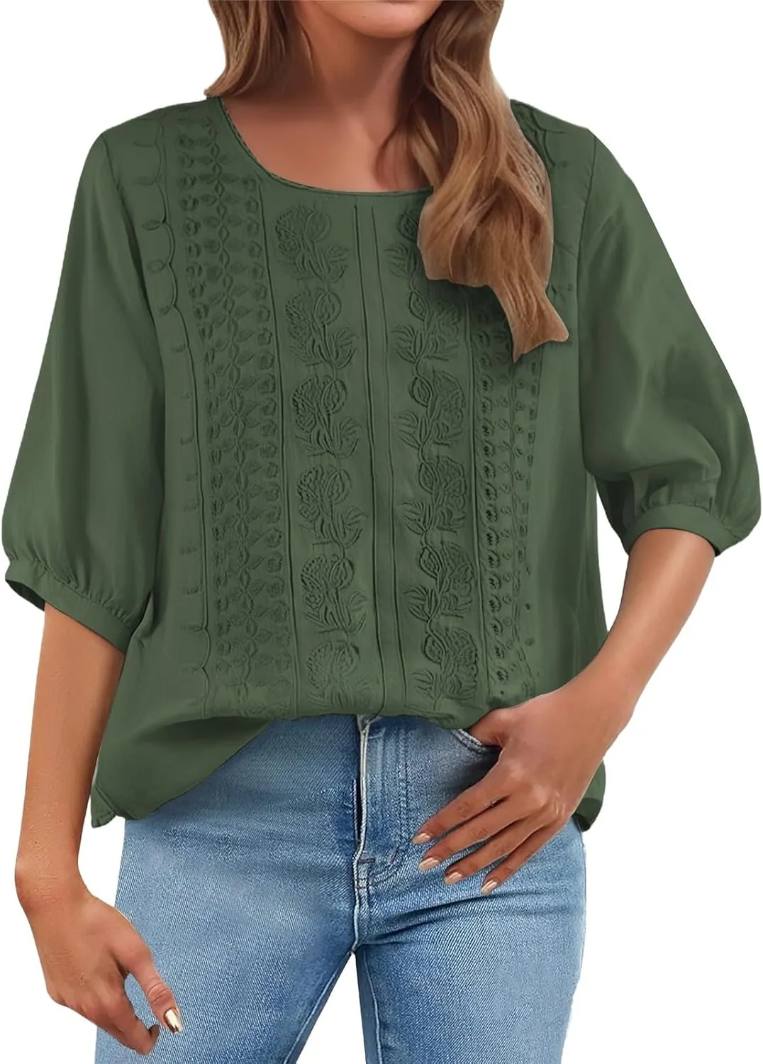 Summer Linen Shirts for Womens Cotton Linen Shirt Casual Short Sleeve Solid Crew Neck Tops Loose Fit Beach Blouses