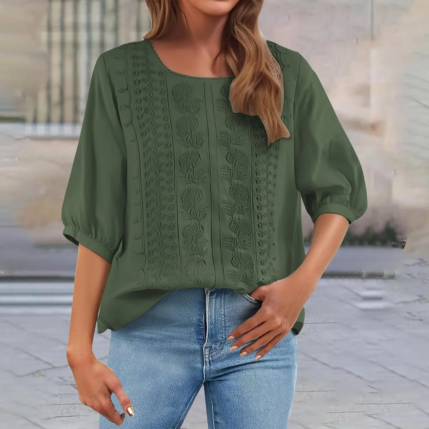 Summer Linen Shirts for Womens Cotton Linen Shirt Casual Short Sleeve Solid Crew Neck Tops Loose Fit Beach Blouses