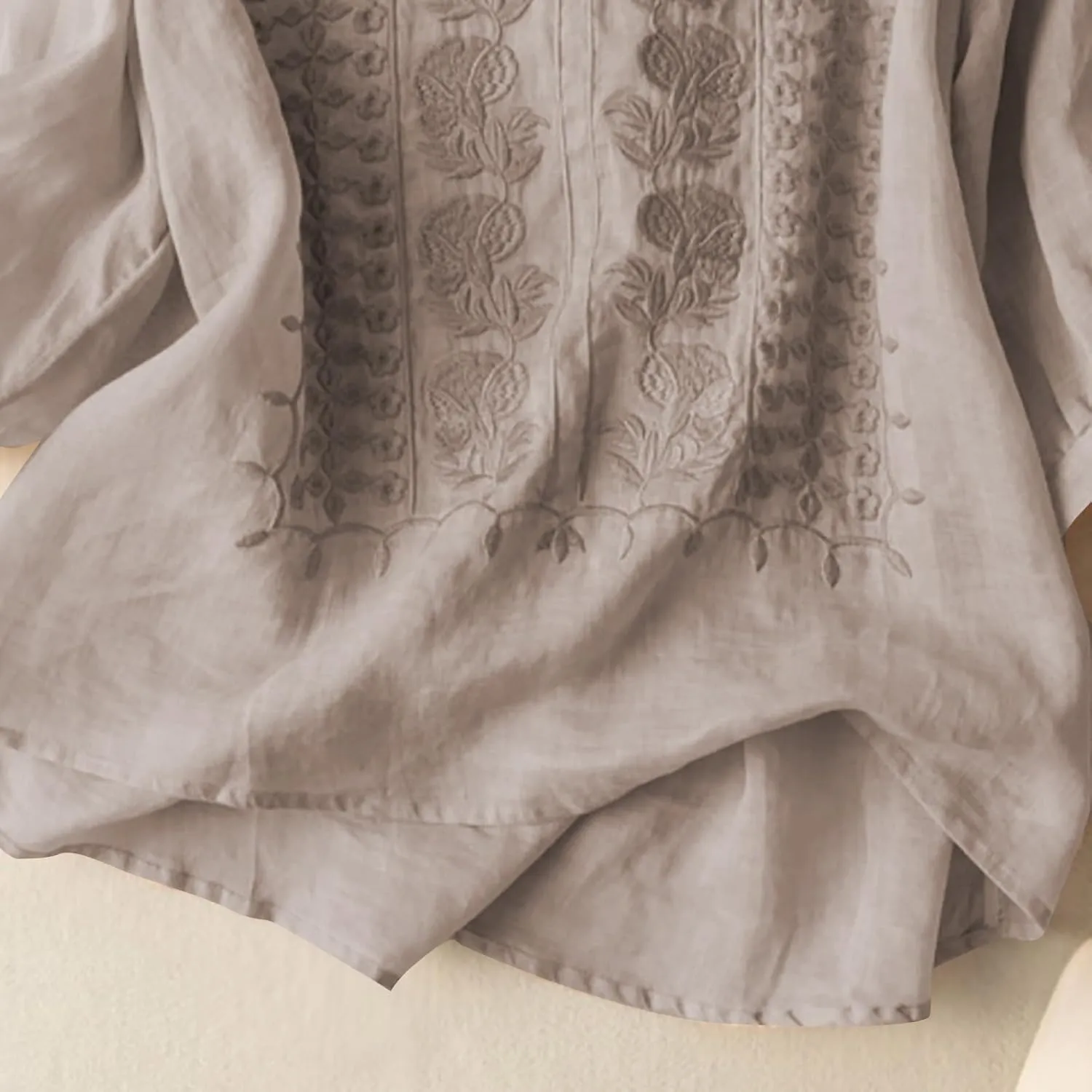 Summer Linen Shirts for Womens Cotton Linen Shirt Casual Short Sleeve Solid Crew Neck Tops Loose Fit Beach Blouses