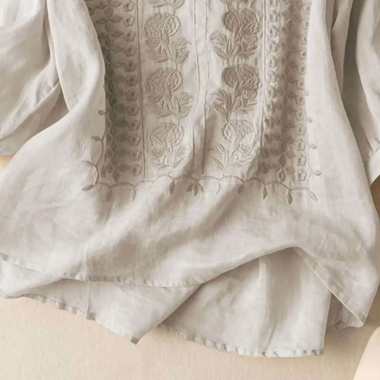 Summer Linen Shirts for Womens Cotton Linen Shirt Casual Short Sleeve Solid Crew Neck Tops Loose Fit Beach Blouses