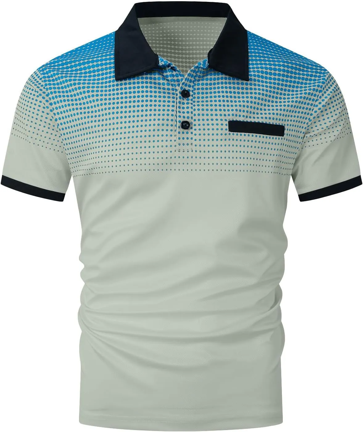 Summer Shirt for Men Casual Loose Fit V-Neck Gradient Color T Shirt Formal Button Up Short Sleeve Tees Loose Pullover