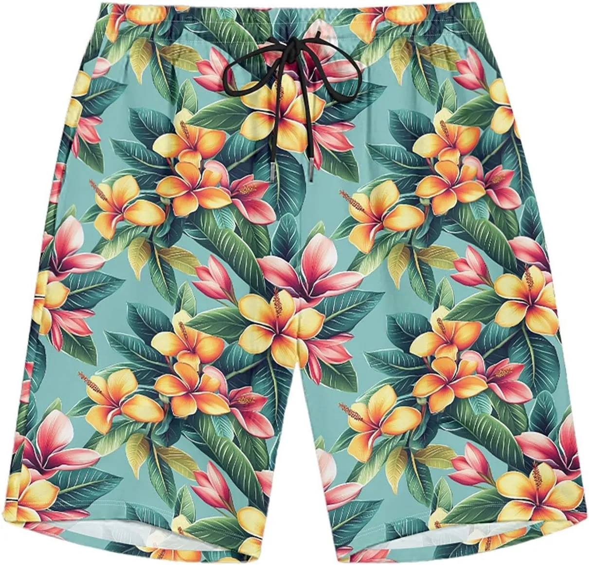 Summer Shorts for Mens Travel Holiday Hawaii Beach Retro Pants Fashion Print Elastic Wasit Loose Fit Pants Plus Size