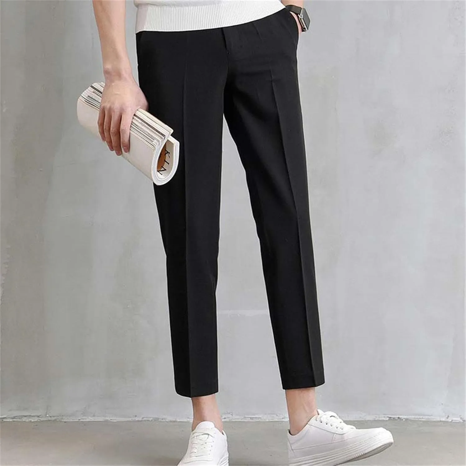 Summer Slim Fit Small Foot Casual Business Cropped Suit Pants Foam