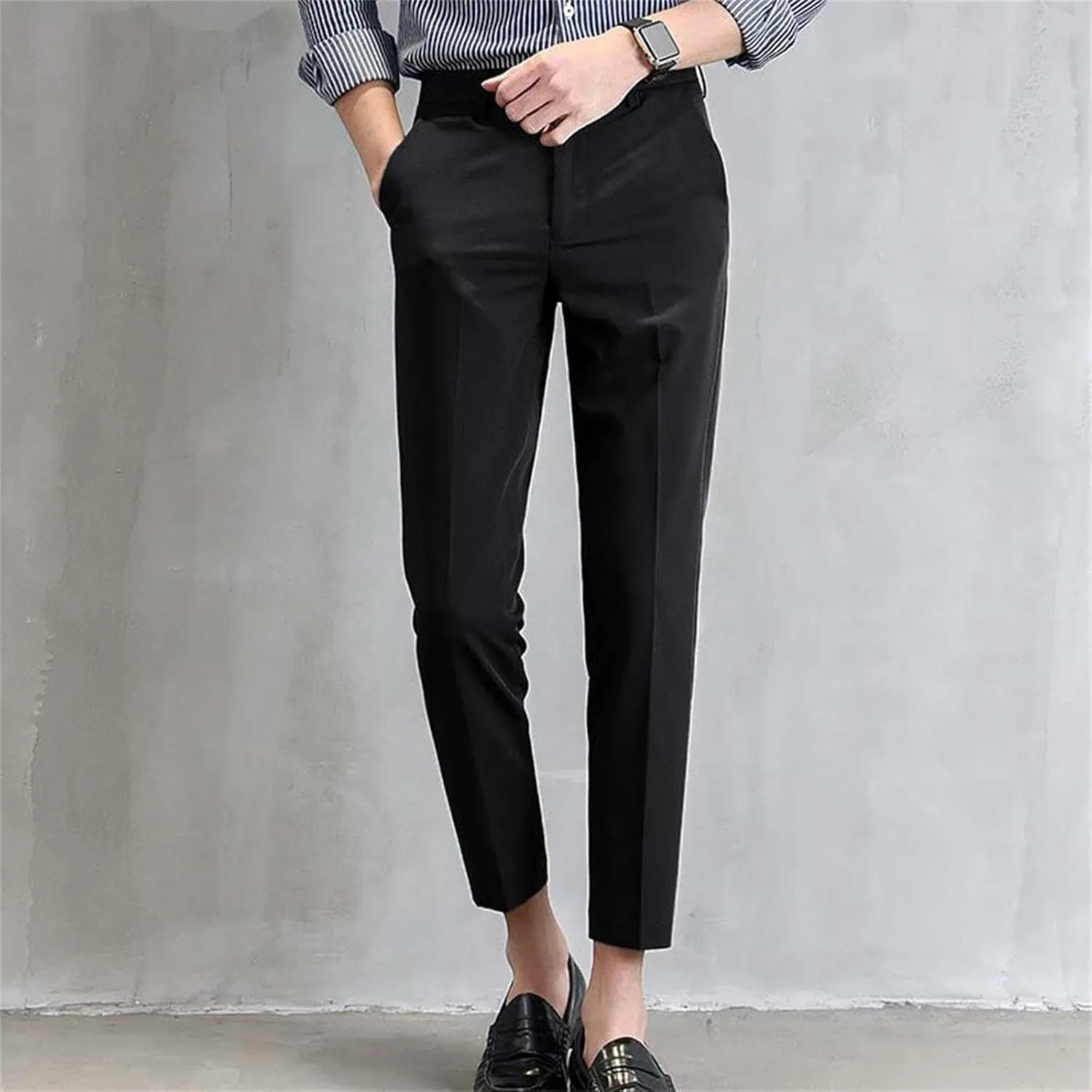Summer Slim Fit Small Foot Casual Business Cropped Suit Pants Foam