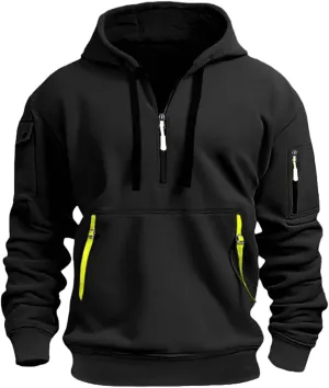 Tactical Hoodies Mens 2024 Quater-Zip Pullover Tops Workout Hiking Climbing Athletic Sweatshirt Fashion Work Jackets
