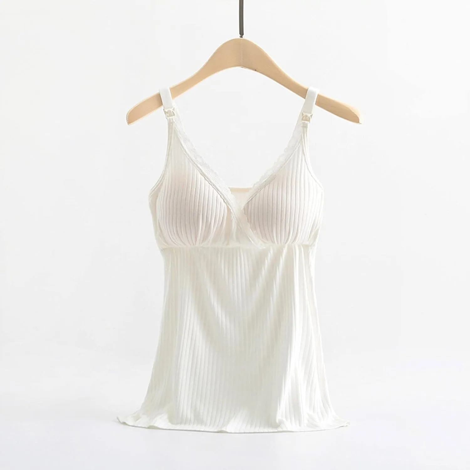 TANGNADE Womens Maternity Nursing Tank Cami for Breastfeeding with Padded Bra Comfy Pregnancy Sleepwear Clothes