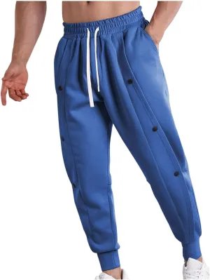Tear Away Pants for Men Side Split Snap Button Joggers Cinch Bottom Workout Pants Open Bottom Breakaway Sweatpants