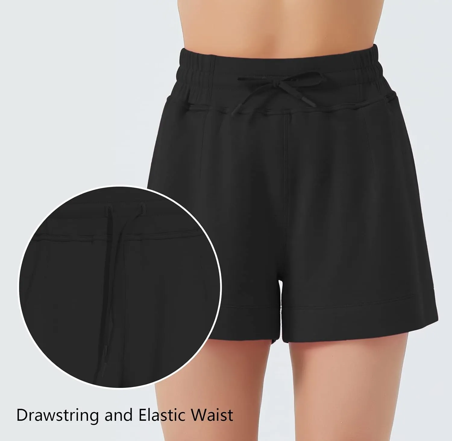 THE GYM PEOPLE Women's Drawstring Sweat Shorts High Waisted Summer Workout Lounge Shorts with Pockets