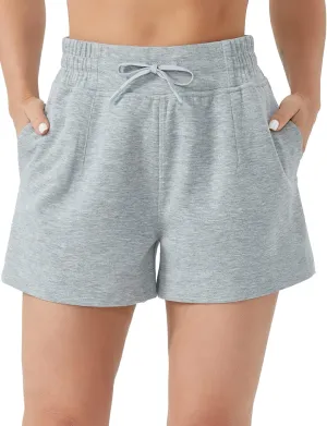THE GYM PEOPLE Women's Drawstring Sweat Shorts High Waisted Summer Workout Lounge Shorts with Pockets