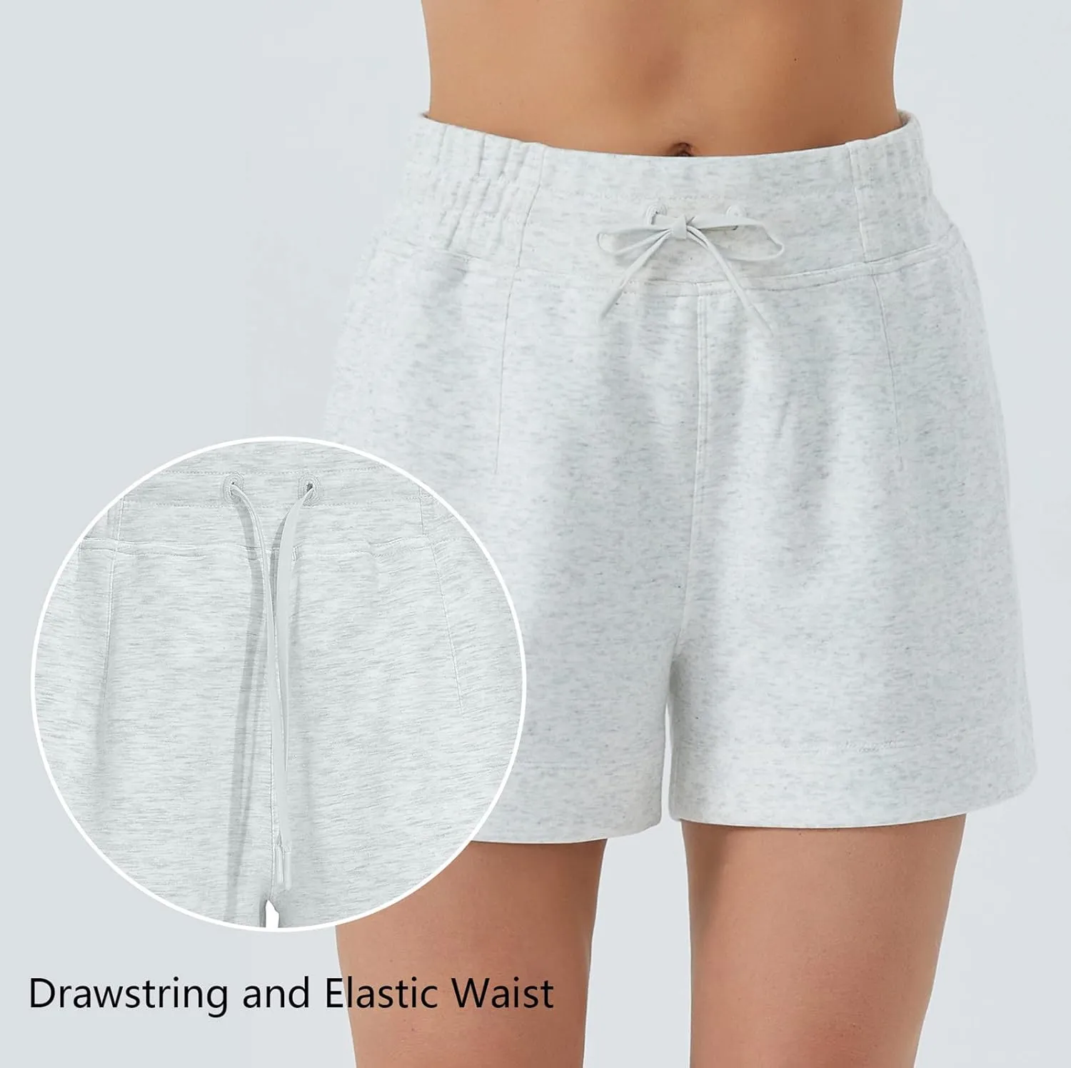 THE GYM PEOPLE Women's Drawstring Sweat Shorts High Waisted Summer Workout Lounge Shorts with Pockets