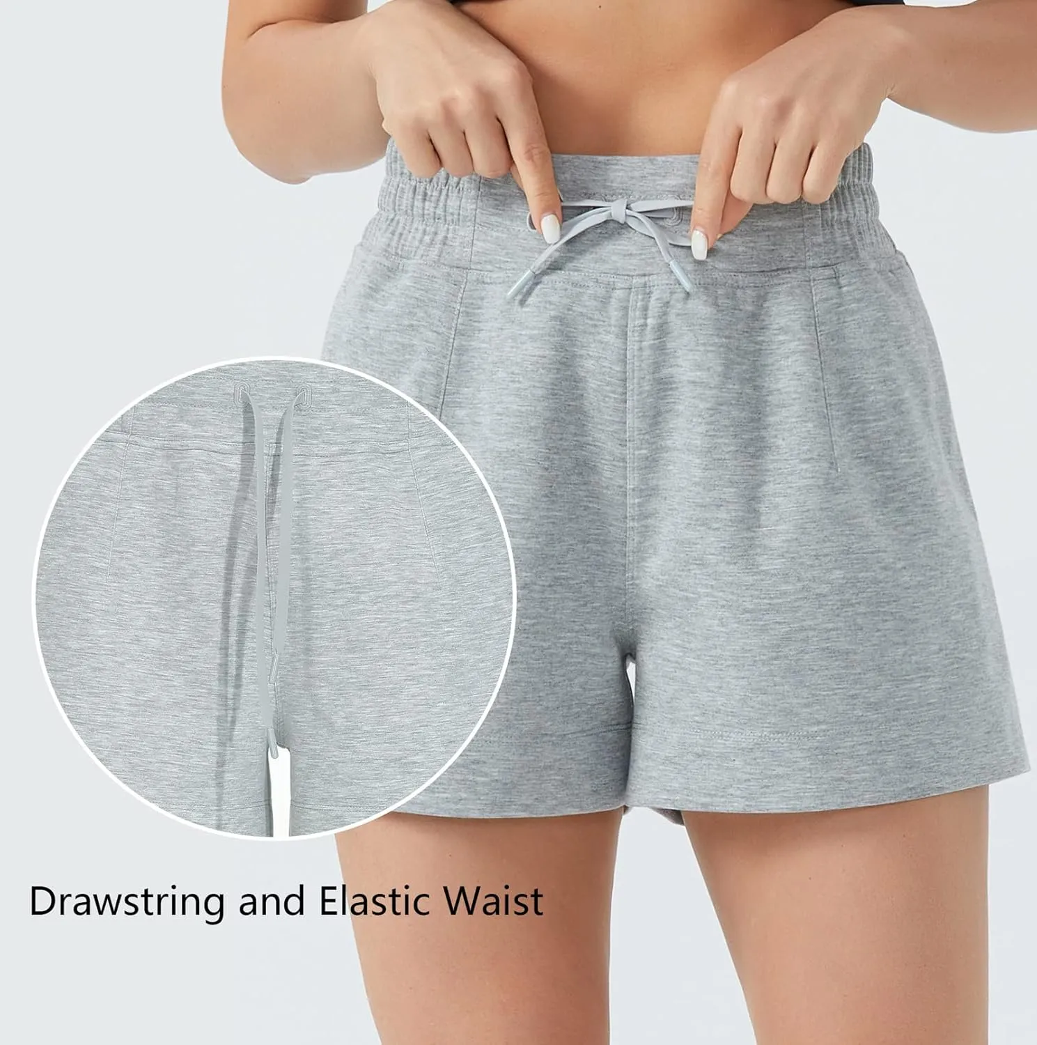 THE GYM PEOPLE Women's Drawstring Sweat Shorts High Waisted Summer Workout Lounge Shorts with Pockets
