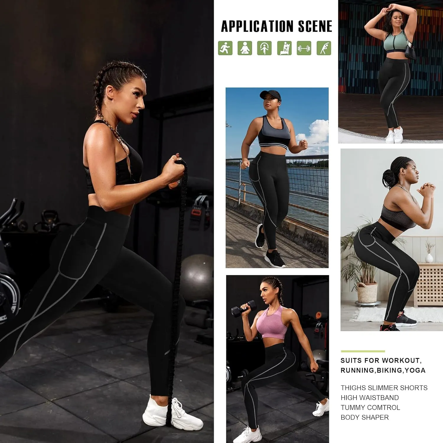 TrainingGirl Women Neoprene Sauna Leggings Sweat Shorts Weight Loss Workout Running Capris Slimming Compression Thermo Pants
