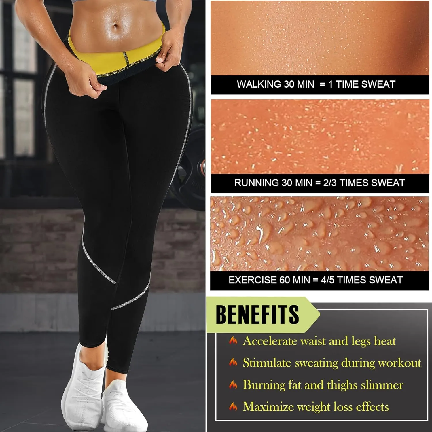 TrainingGirl Women Neoprene Sauna Leggings Sweat Shorts Weight Loss Workout Running Capris Slimming Compression Thermo Pants
