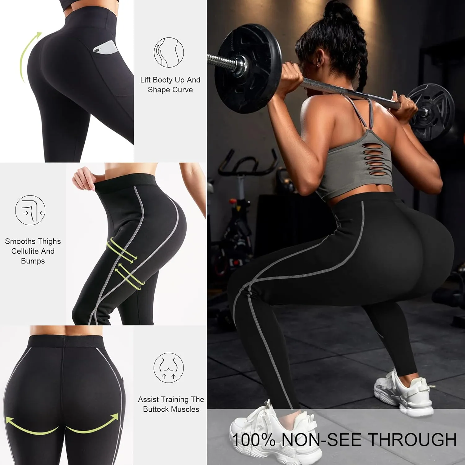 TrainingGirl Women Neoprene Sauna Leggings Sweat Shorts Weight Loss Workout Running Capris Slimming Compression Thermo Pants