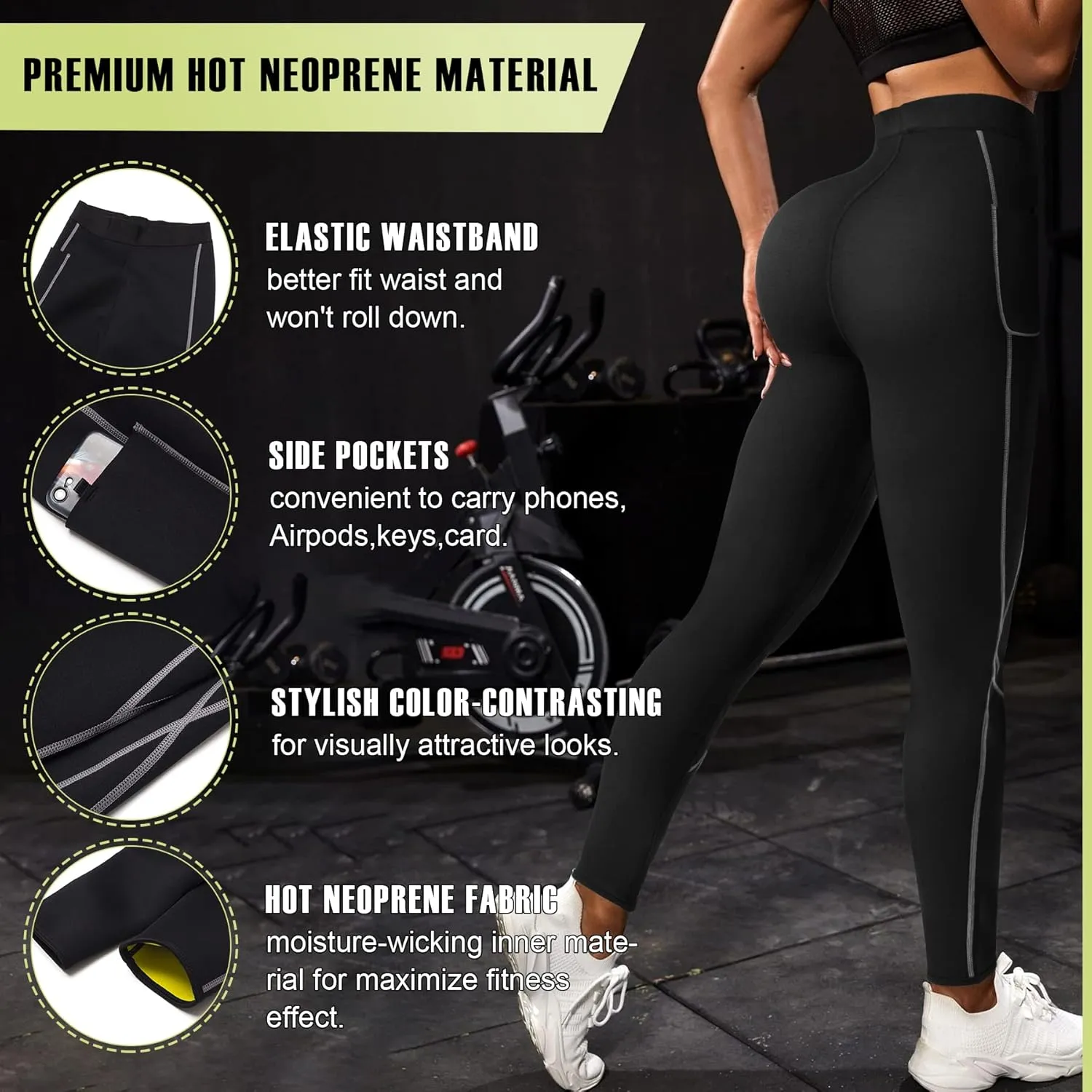 TrainingGirl Women Neoprene Sauna Leggings Sweat Shorts Weight Loss Workout Running Capris Slimming Compression Thermo Pants