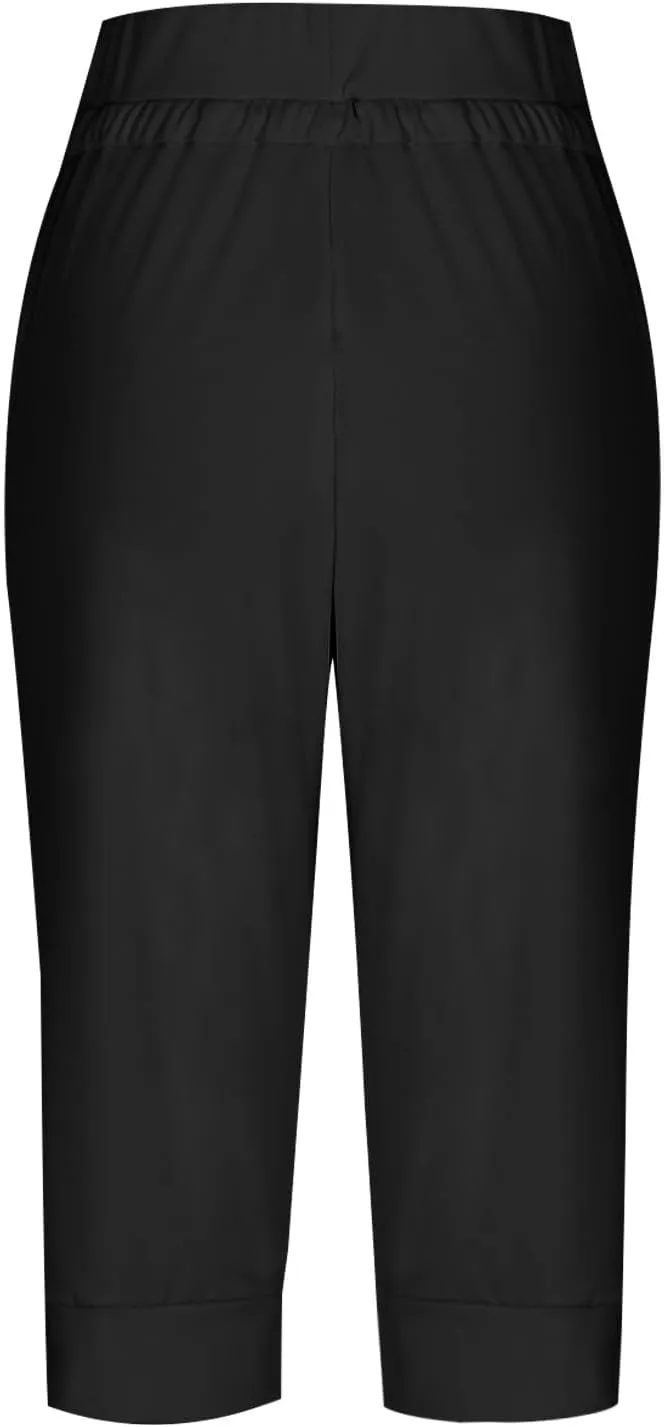 TUNUSKAT Womens Capri Sweatpants Lounge Cropped Joggers High Waisted Running Hiking Capris Stretch 3/4 Yoga Pants with Pocket