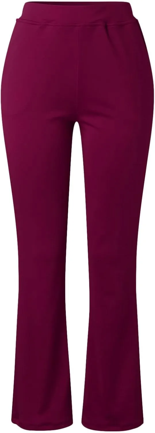 Uillui Business Casual Pants for Women High Waisted Tummy Control Bootleg Pants Slim Pocket Straight Trousers OL Suit Pants