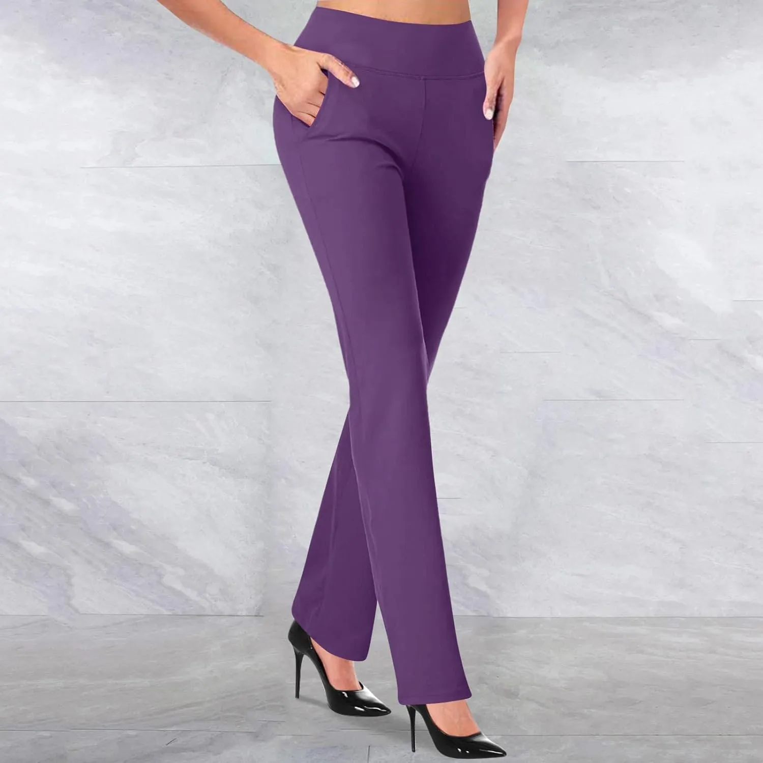 Uillui Formal Suit Pants for Women High Waist Slim Fit Straight Leg Trousers Dressy Casual Business Work Bootleg Pant Slacks