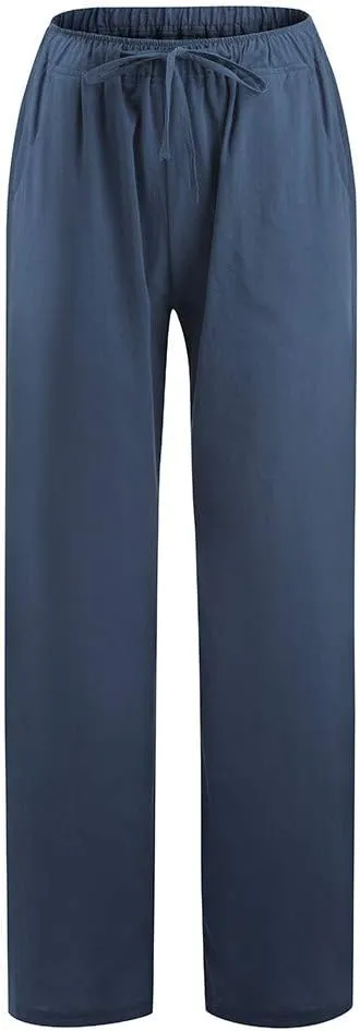 Uillui Ladies Low Waisted Flowy Flare Trousers Athletic Gym Fitness Yoga Straight Leg Pants Cotton Linen Work Wide Leg Pants