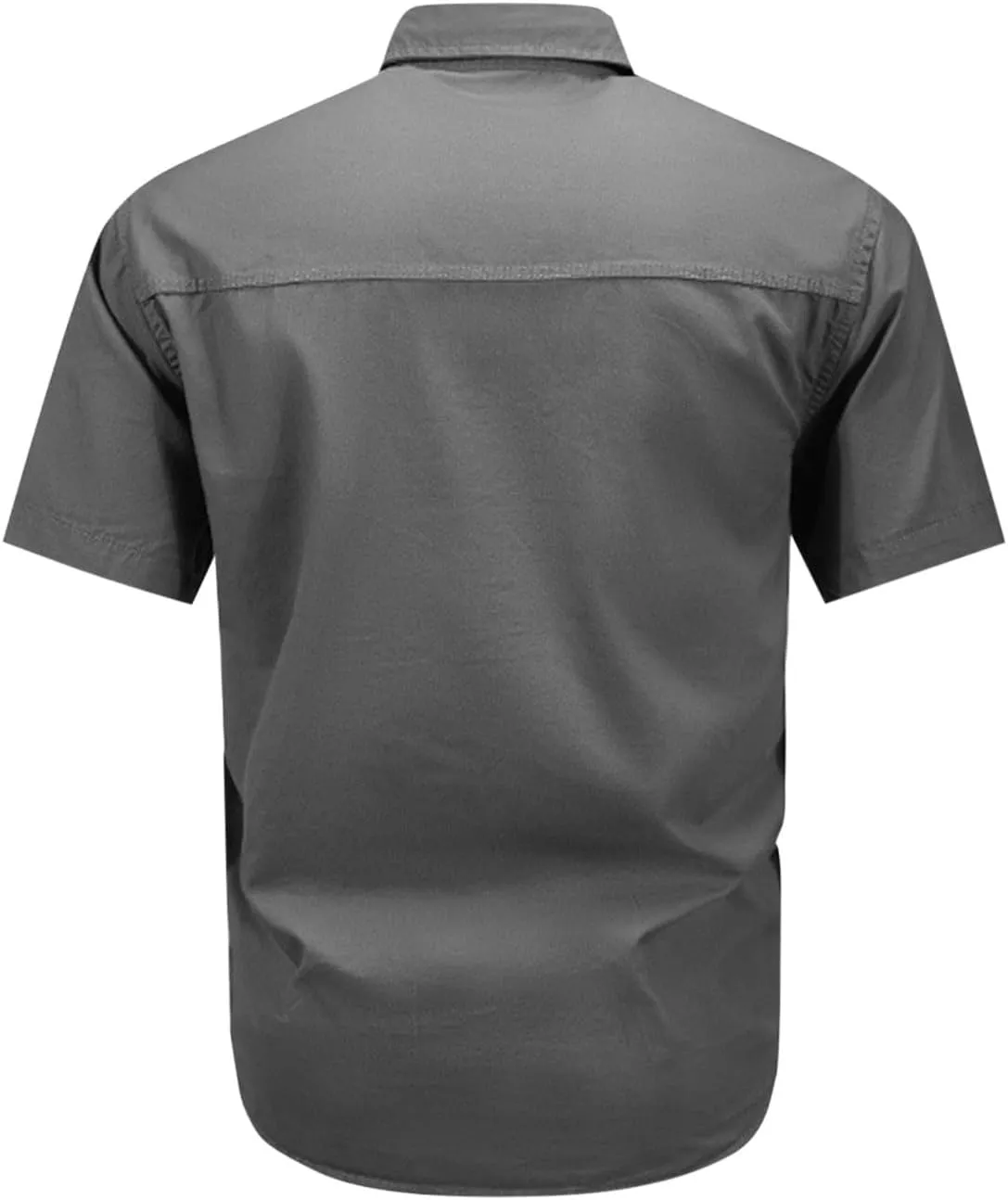 Uillui Men's Big and Tall Work Shirts Short Sleeve Tactical Shirts Loose Fit Button Breathable Outdoor Hiking Fishing Shirts