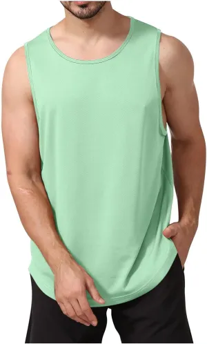 Uillui Mens Fitness Training Tee Quick Dry Loose Lightweight Athletic Tank Tops Gym Workout Shirts Active Sleeveless T-Shirt