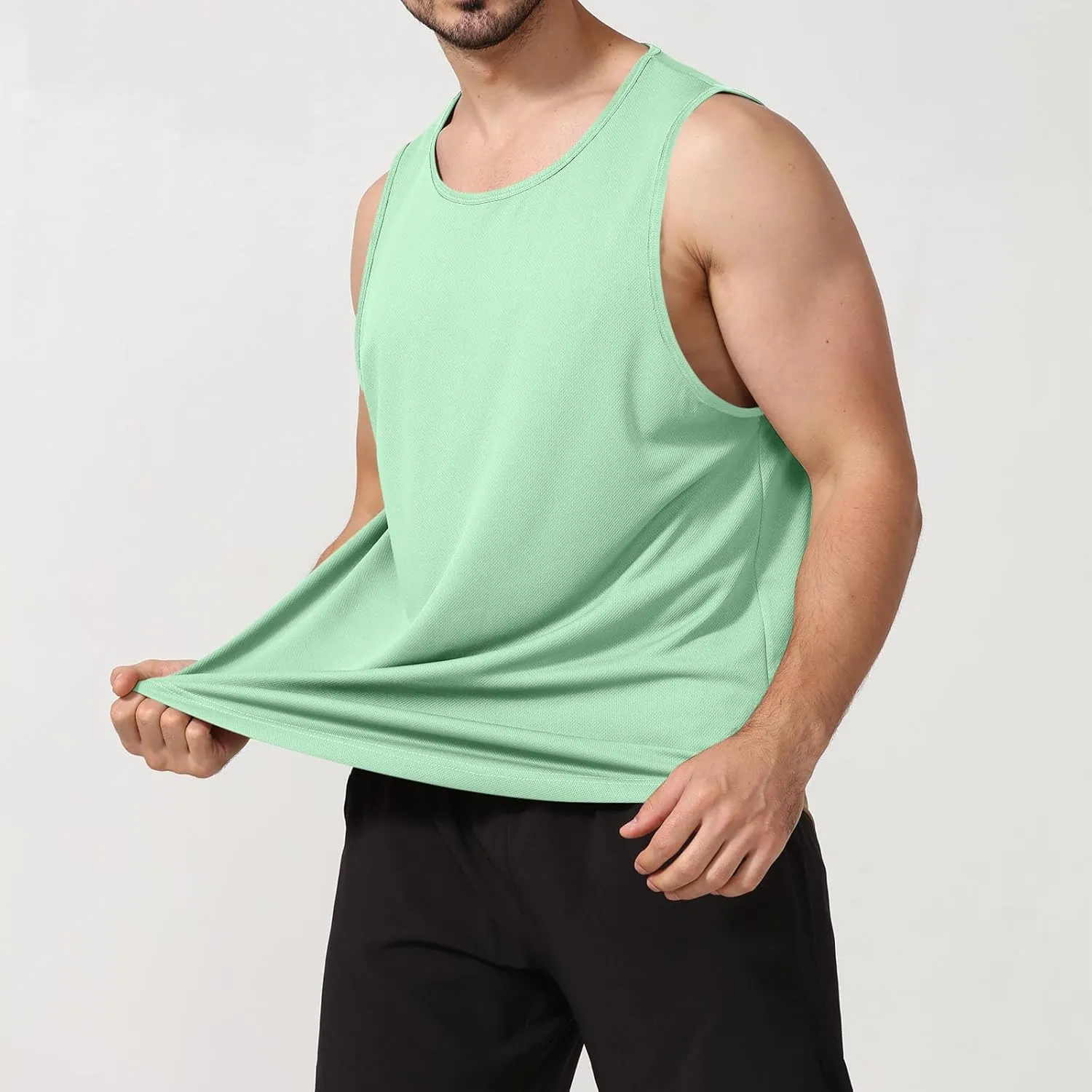 Uillui Mens Fitness Training Tee Quick Dry Loose Lightweight Athletic Tank Tops Gym Workout Shirts Active Sleeveless T-Shirt