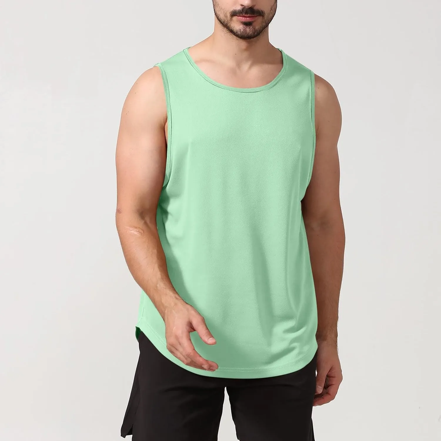 Uillui Mens Fitness Training Tee Quick Dry Loose Lightweight Athletic Tank Tops Gym Workout Shirts Active Sleeveless T-Shirt