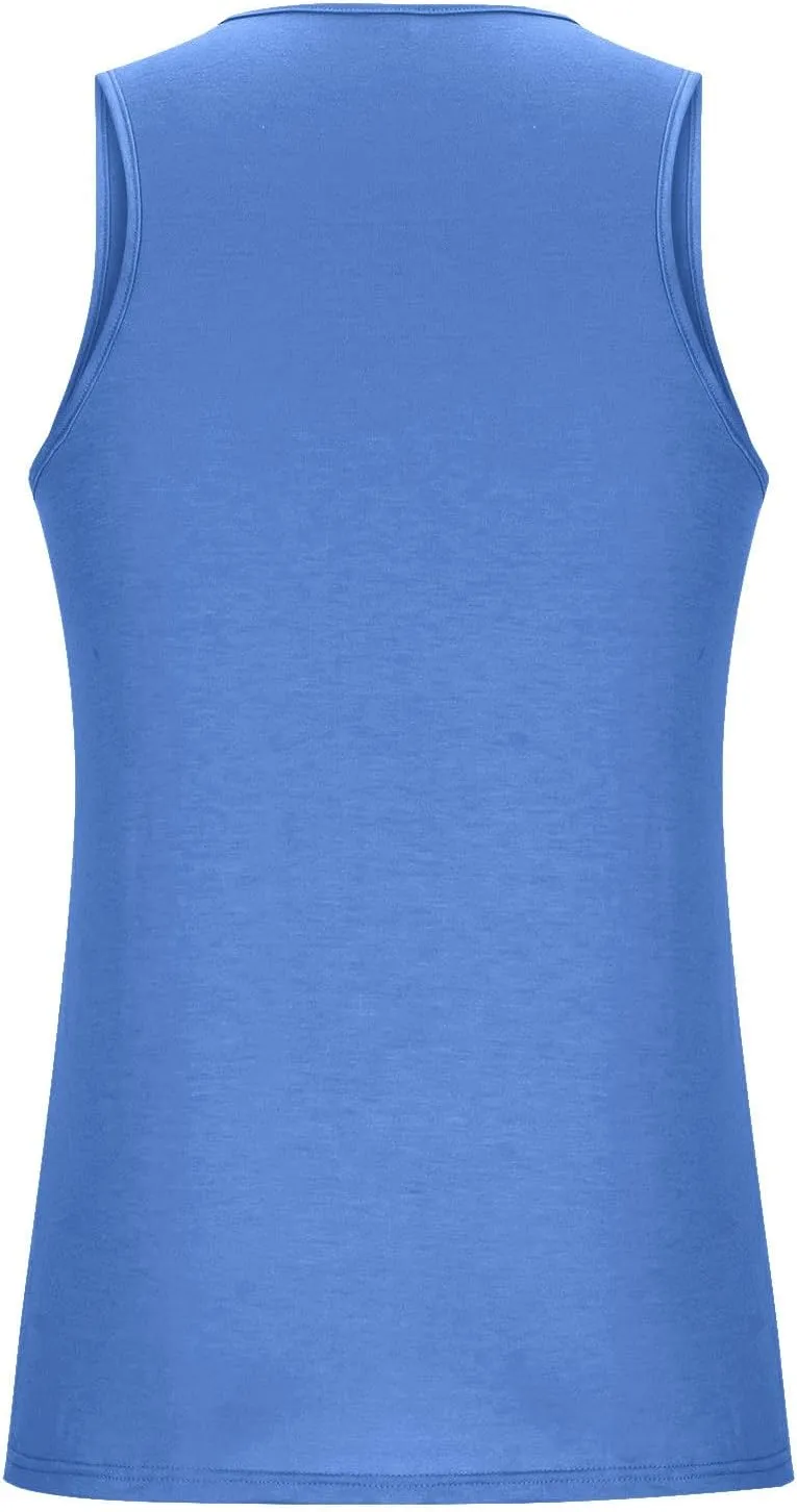 Uillui Men's Graphic T-Shirts Palm Tree Beach Tank Tops Cotton Workout Gym Muscle Shirts Summer Casual Sleeveless Tee Shirts