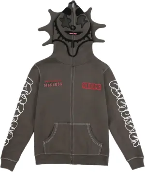 Unisex Full Zip Up Hoodies Goth Over Face Vintage Harajuku Retro Style Streetwear Jacket
