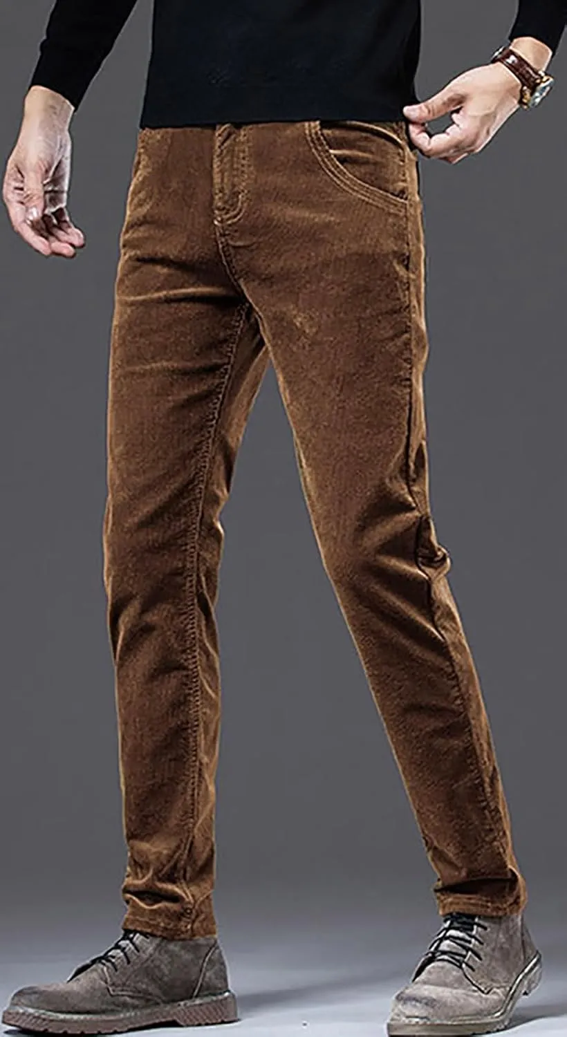 utcoco Men's Cotton Slim Fit Corduroy Pant Straight-Leg Corduroy Pant for Men