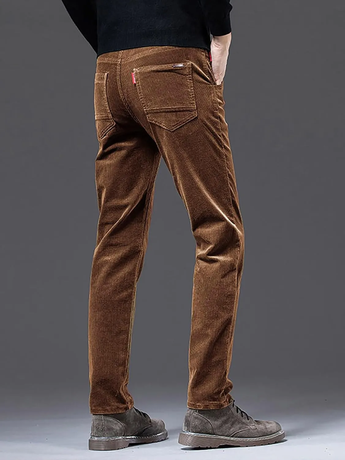 utcoco Men's Cotton Slim Fit Corduroy Pant Straight-Leg Corduroy Pant for Men