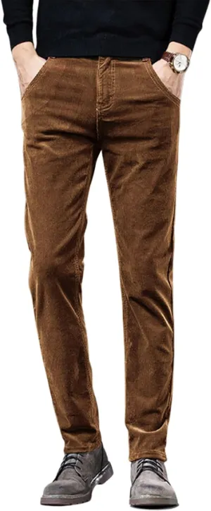 utcoco Men's Cotton Slim Fit Corduroy Pant Straight-Leg Corduroy Pant for Men