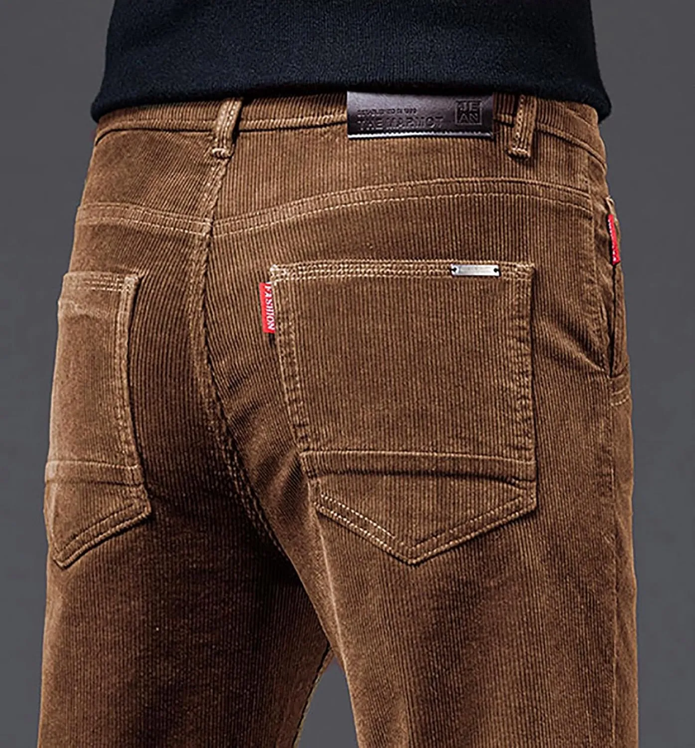 utcoco Men's Cotton Slim Fit Corduroy Pant Straight-Leg Corduroy Pant for Men