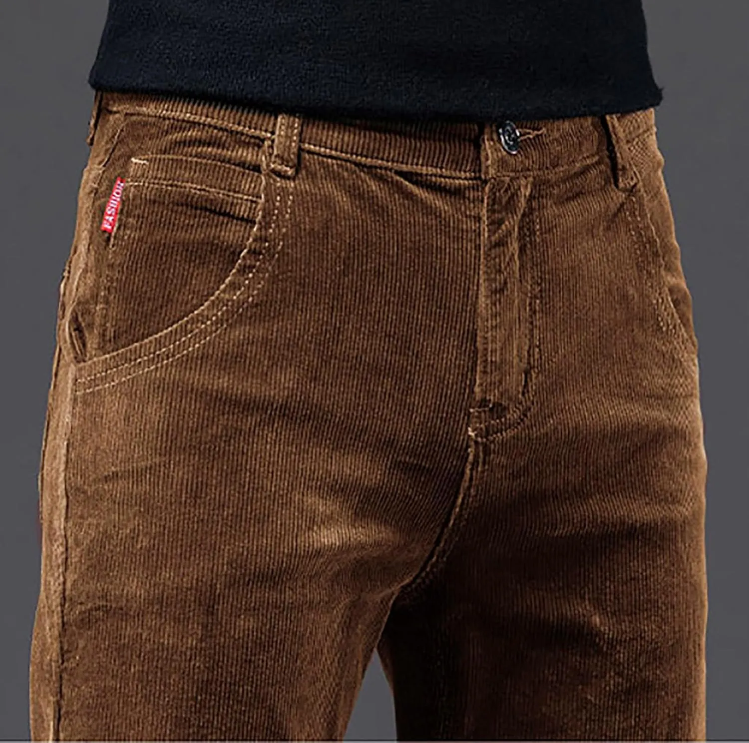 utcoco Men's Cotton Slim Fit Corduroy Pant Straight-Leg Corduroy Pant for Men