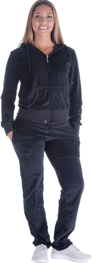 Velour Tracksuit Womens Sweatsuit Set - Athletic Zip Up Hoodies and Sweatpants Outfits with Stripes