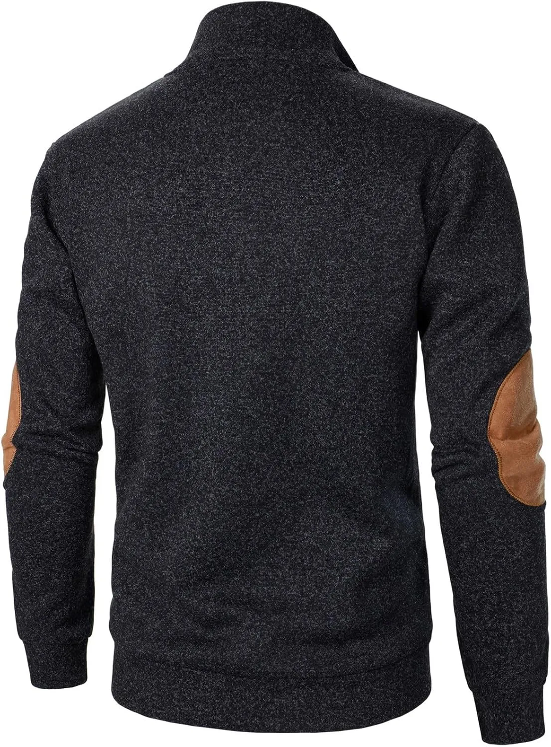 Vintage Polo Sweatshirt for Men 2024 Trendy Stand Collar Long Sleeve Patterned Pullover Elbow Patch Button Casual Top