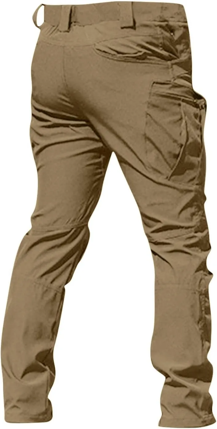 WENKOMG1 Mens Cargo Pants,Solid/Camouflage Military Pants Stretchy Multi Function Multi Pockets Tactical Pants