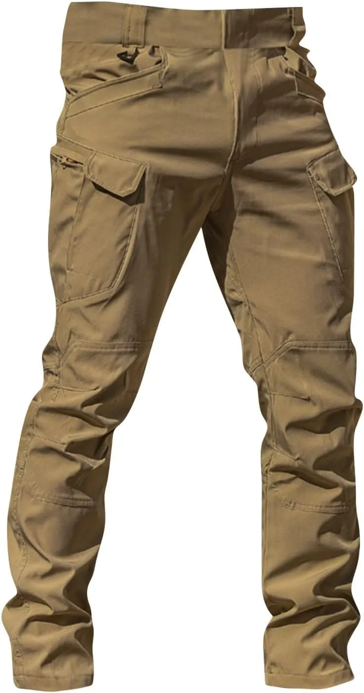 WENKOMG1 Mens Cargo Pants,Solid/Camouflage Military Pants Stretchy Multi Function Multi Pockets Tactical Pants