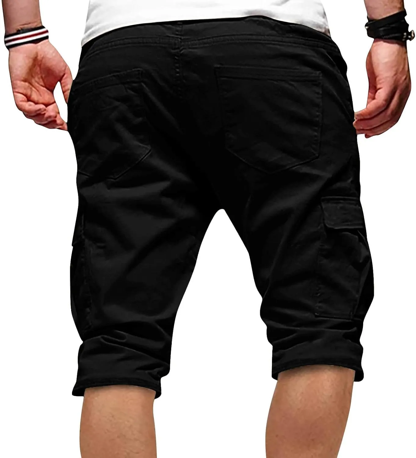 WENKOMG1 Mens Cotton Gym Shorts,Solid Elastic Waist Drastring Workout Shorts Running Jogging Trunks Basketball Shorts