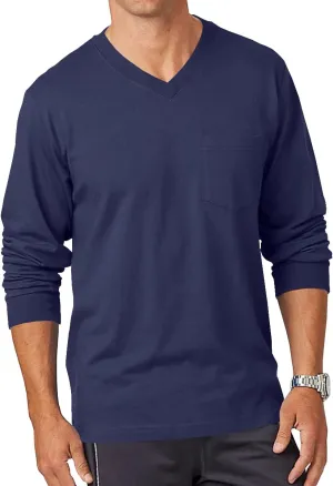 Wihion Men's Long Sleeve V-Neck Tee Shirt Tops with Pocket