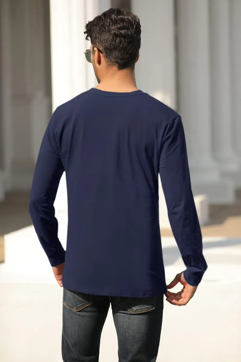 Wihion Men's Long Sleeve V-Neck Tee Shirt Tops with Pocket