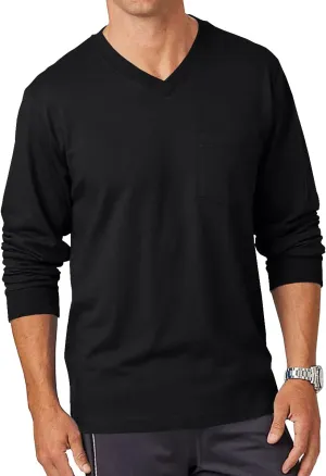 Wihion Men's Long Sleeve V-Neck Tee Shirt Tops with Pocket