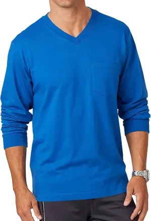 Wihion Men's Long Sleeve V-Neck Tee Shirt Tops with Pocket