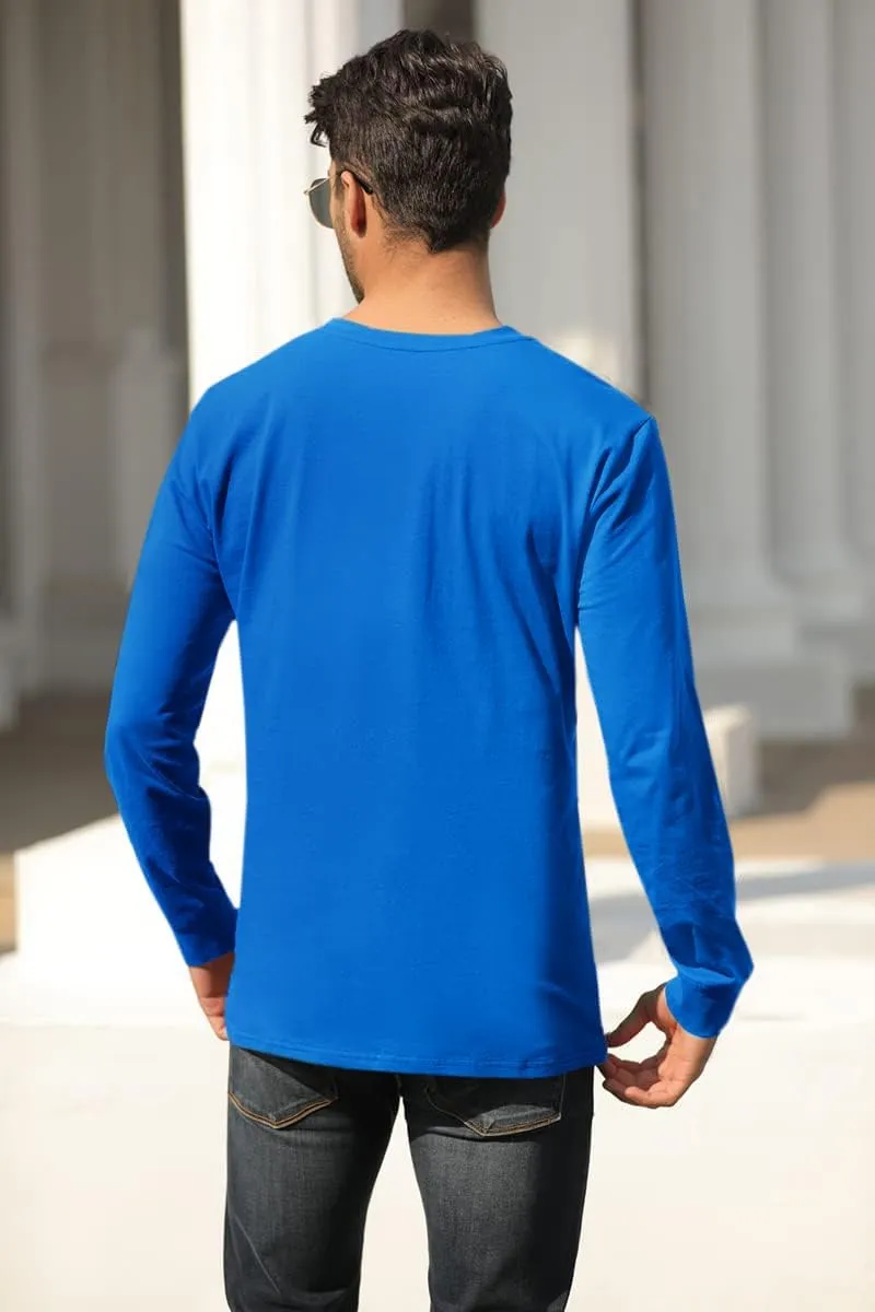 Wihion Men's Long Sleeve V-Neck Tee Shirt Tops with Pocket