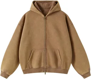 Womens and Mens Zip Up Hoodies Vintage Acid Wash Oversized Sweatshirts Hooded Sweatshirt Streetwear